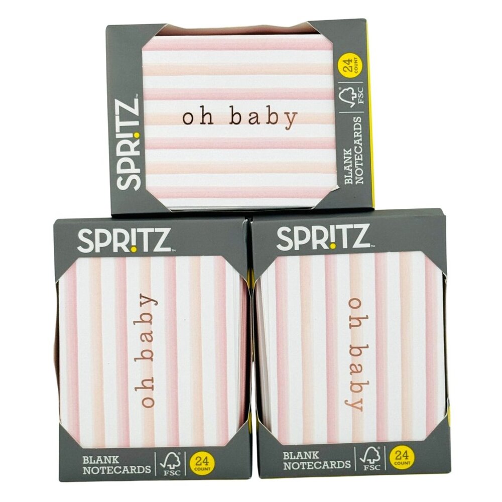 Spritz Blank Notecards Oh Baby Striped Design 3.5"x5.5" 24 Count Pastel 3-Pack - Picture 1 of 3